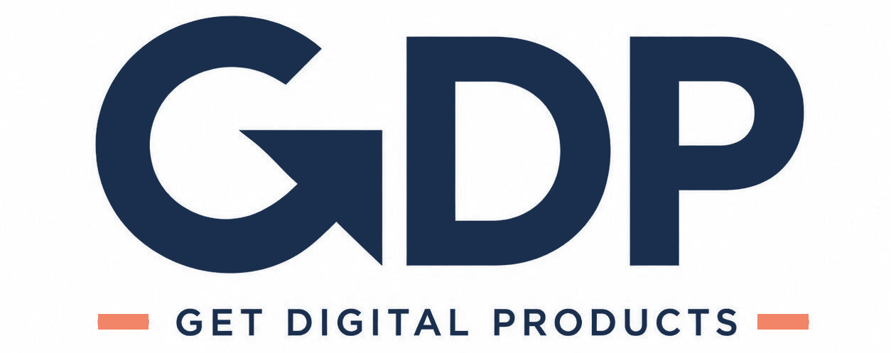 Get Digital Product logo with GDP initials and complete words below.